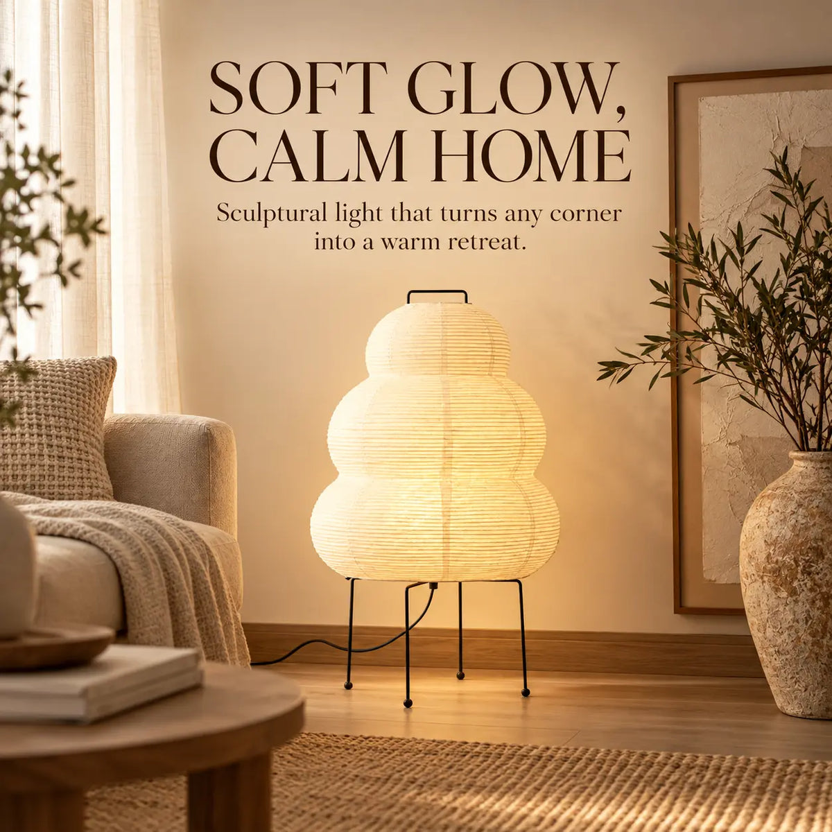 Kala Rice Paper Sculpture Table Lamp 1