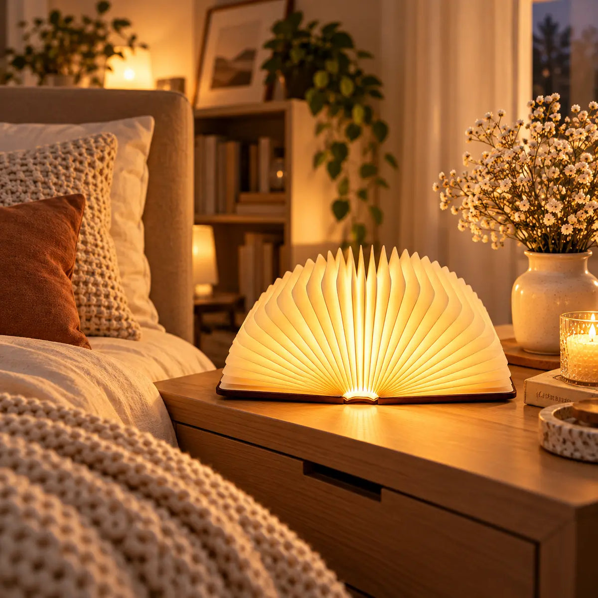Meli Foldable Wooden Book Lamp