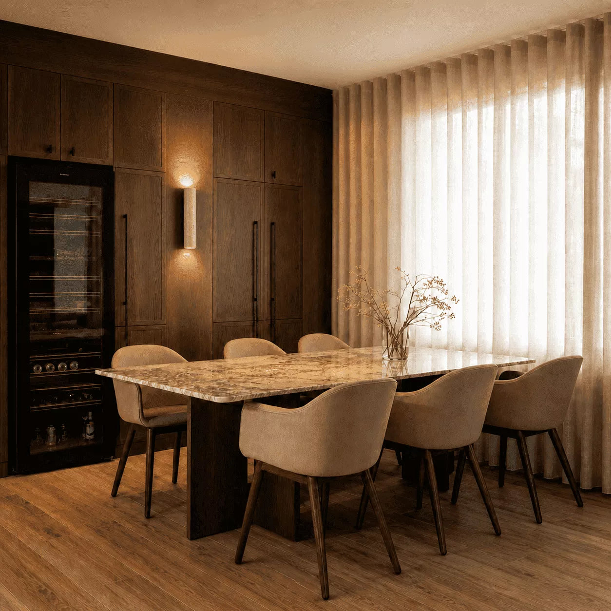 Elden Travertine Wall Light – Quiet Warmth for Bedside & Bedroom