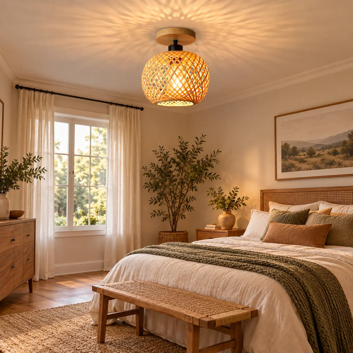 Ines Bamboo Woven Ceiling Light