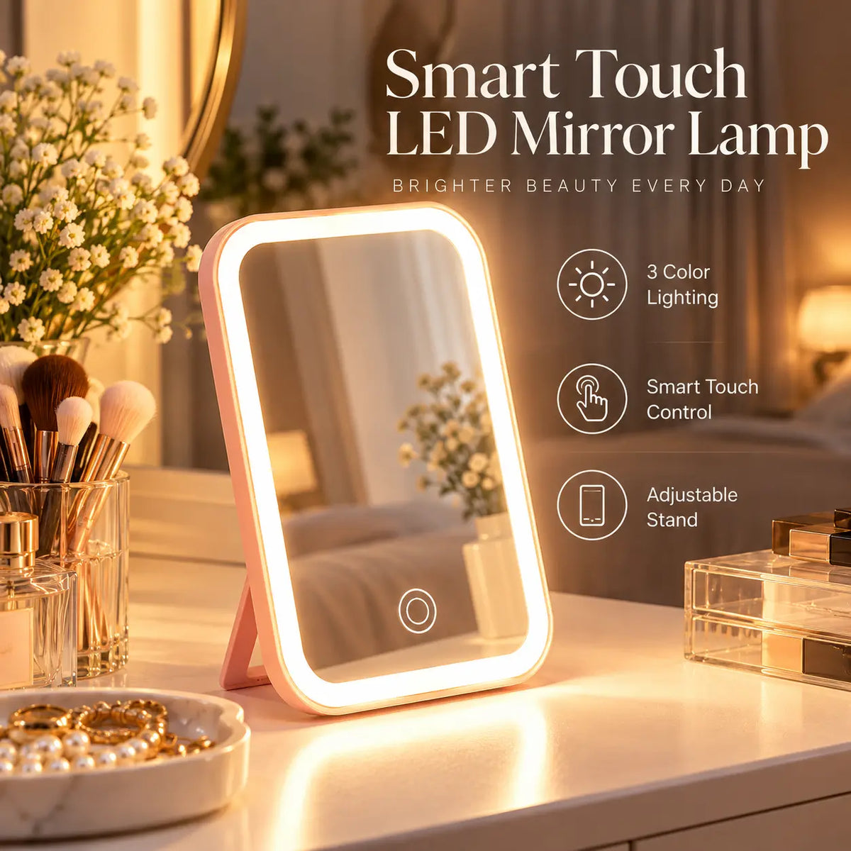 Avena Foldable Touch LED Makeup Mirror