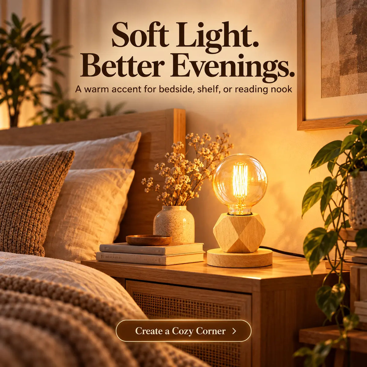 Marin Retro Wood Table Lamp
