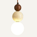 Veyra Stone Wood Pendant Light – Soft Glow for Bedside & Dining