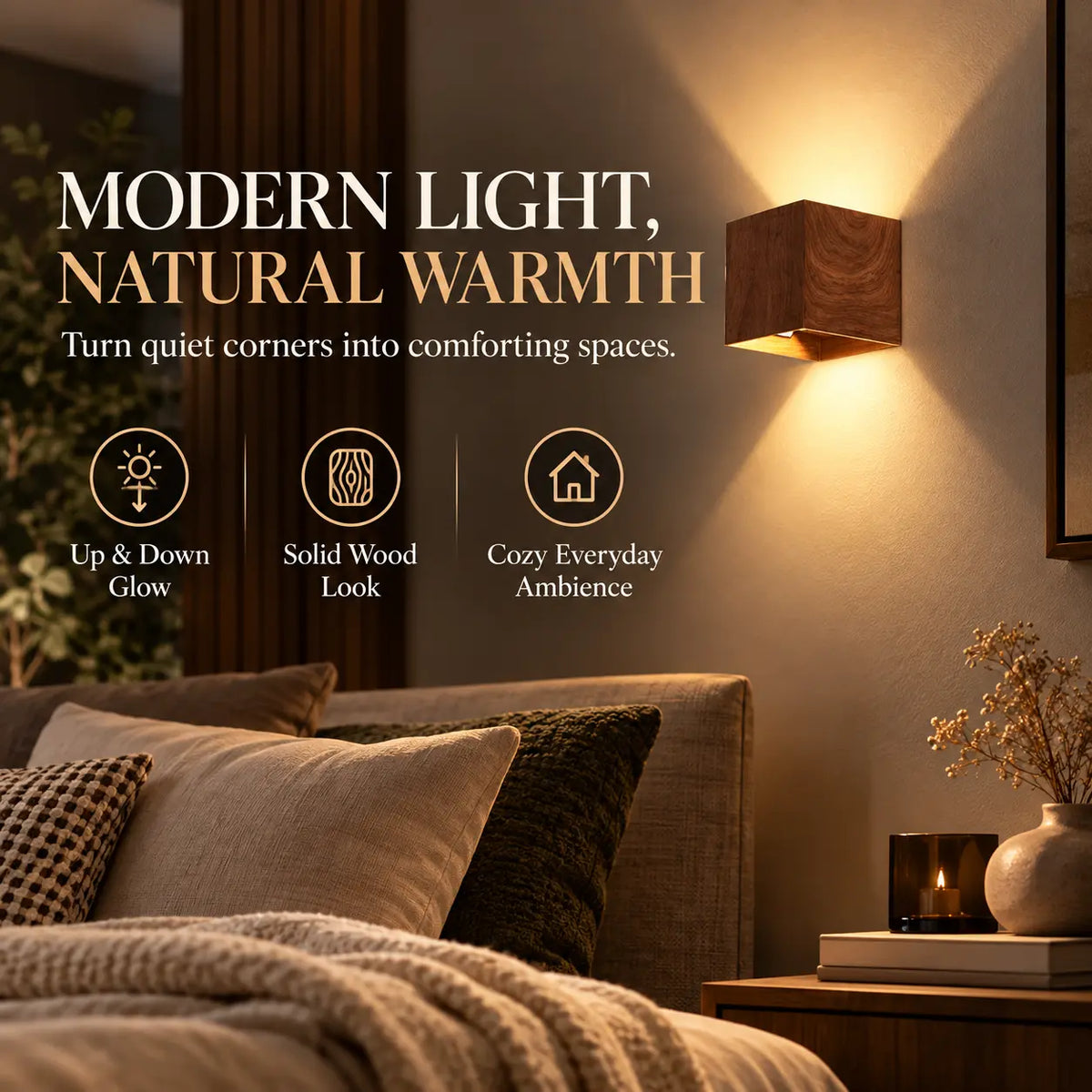 Calme Wood-Tone Up & Down Wall Light