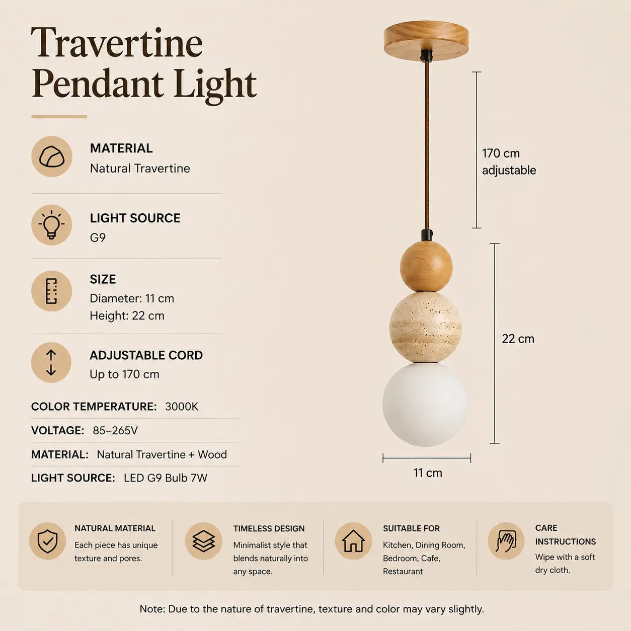 Veyra Stone Pendant Light