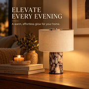 Lessa Marble-Style Table Lamp with Fabric Shade