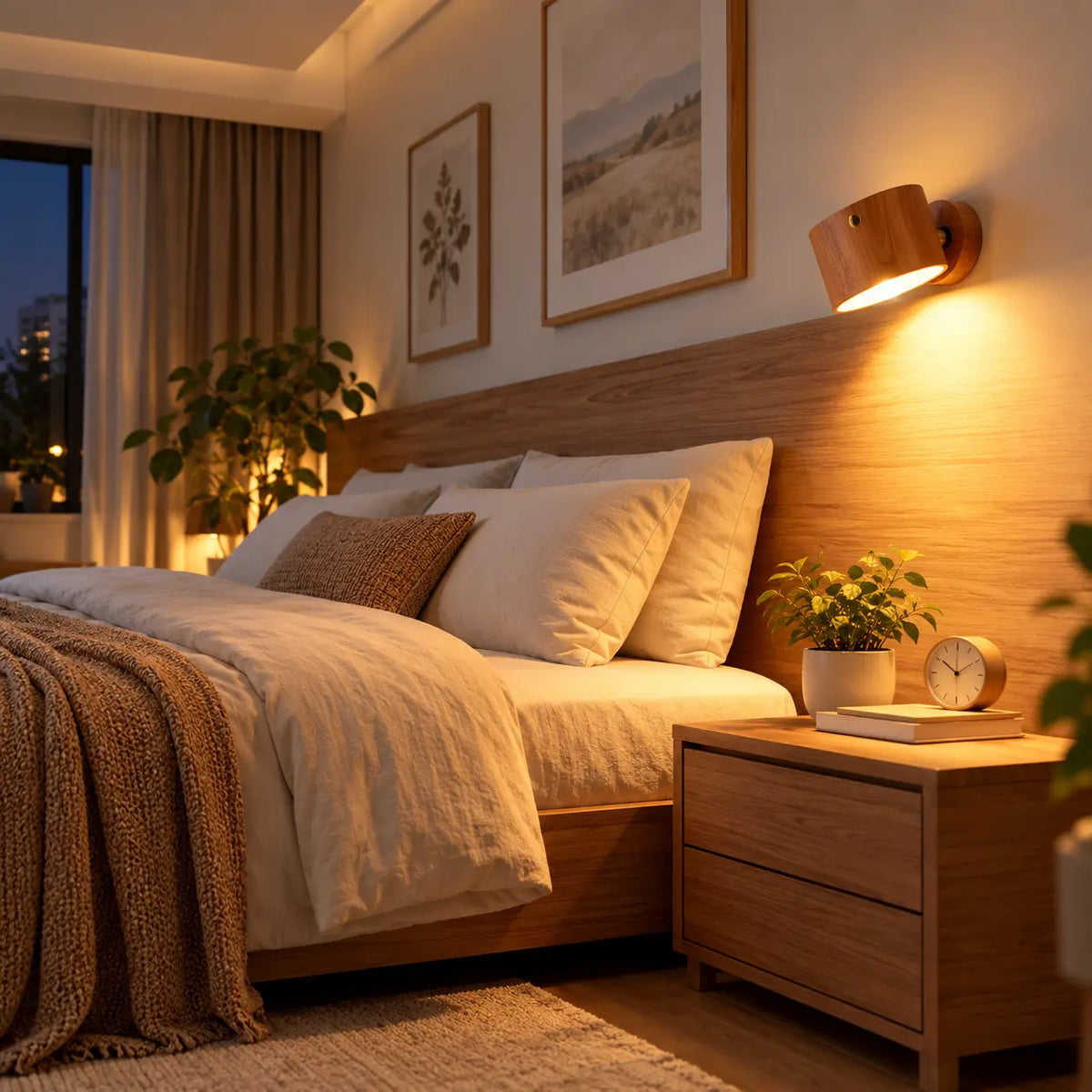 Calla Wood Magnetic Wall Light