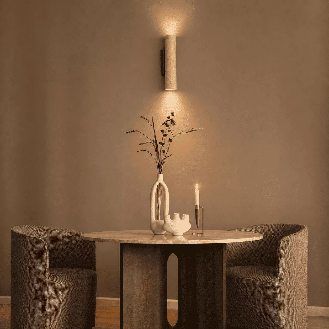 Elden Travertine Wall Light – Quiet Warmth for Bedside & Bedroom