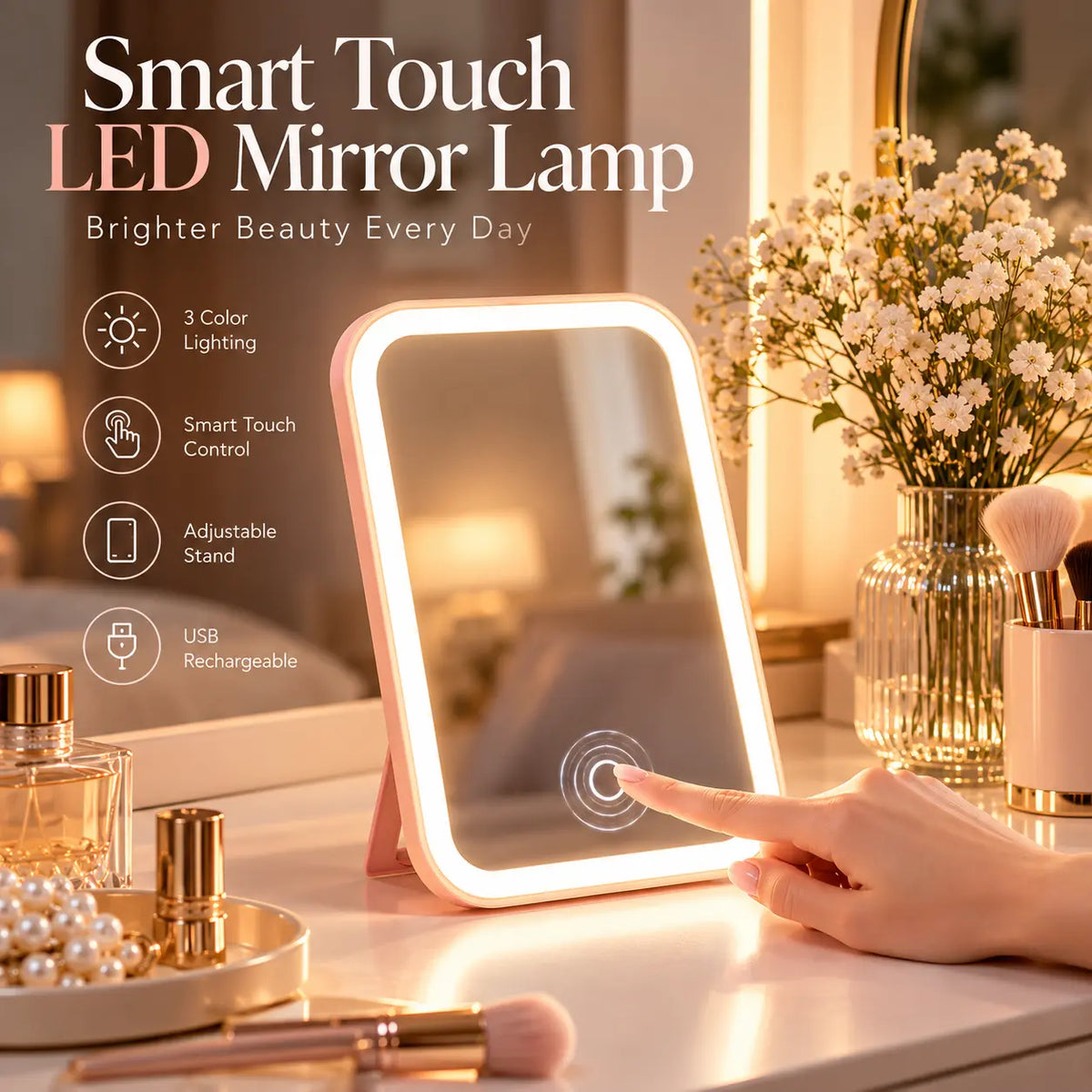 Avena Foldable Touch LED Makeup Mirror