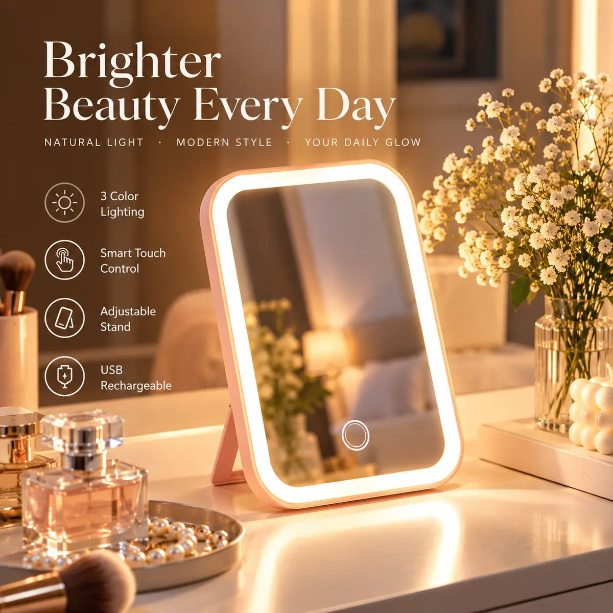 Avena Foldable Touch LED Makeup Mirror