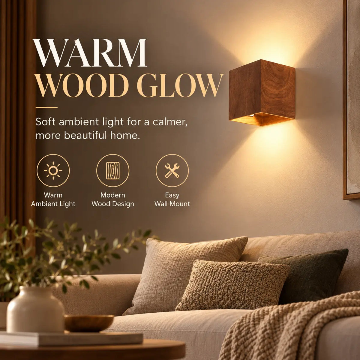 Calme Wood-Tone Up & Down Wall Light