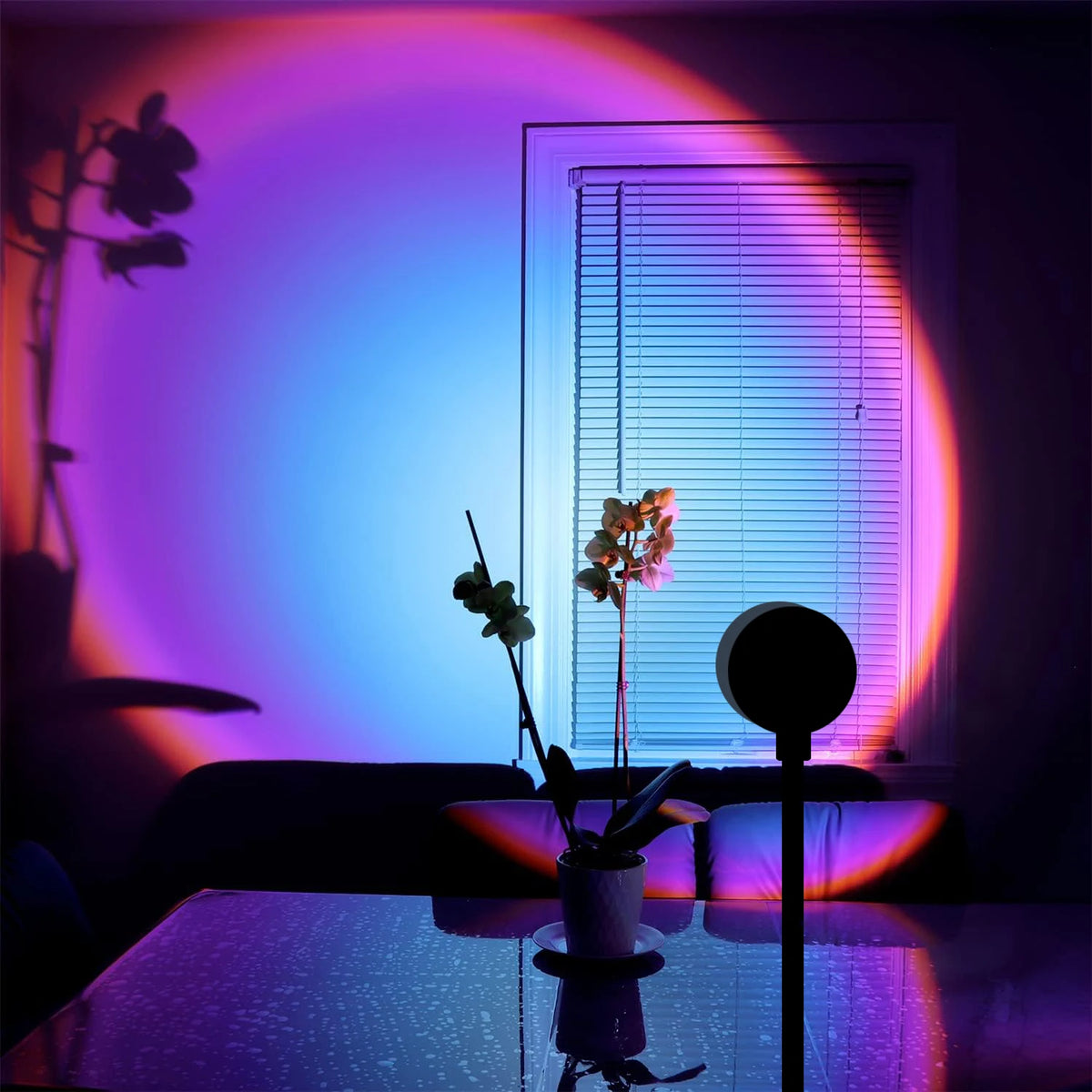 Rainbow Projection Lamp, USB Decorative Sunset Atmosphere Lamp, Multi-Angle Rotatable, Suitable for Home Living Room and Bedroom