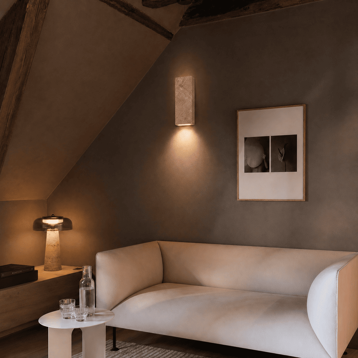 Niva Travertine Wall Light – Quiet Warmth for Bedside & Bedroom