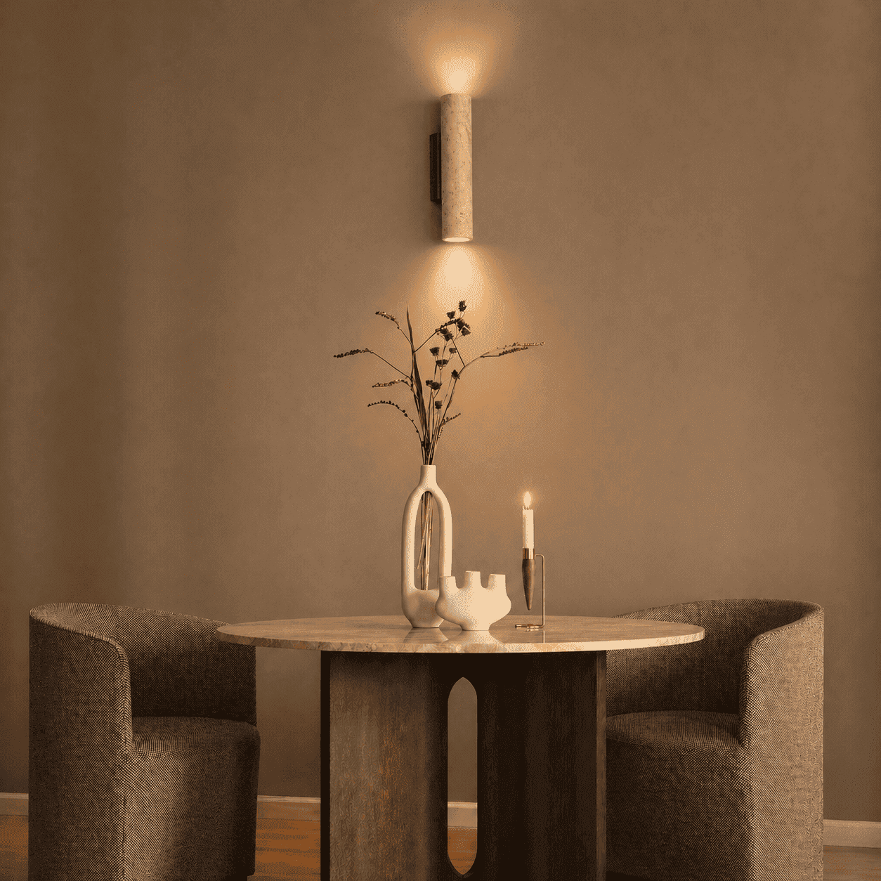 Elden Travertine Wall Light – Quiet Warmth for Bedside & Bedroom