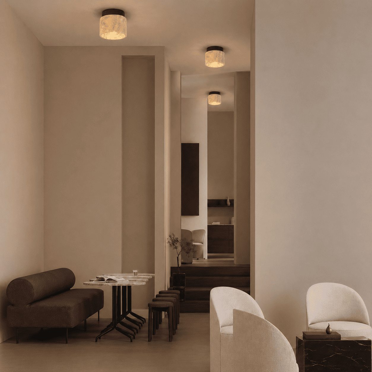 Mira Stone Wood Ceiling Light – Calm Light for Hallway & Entry