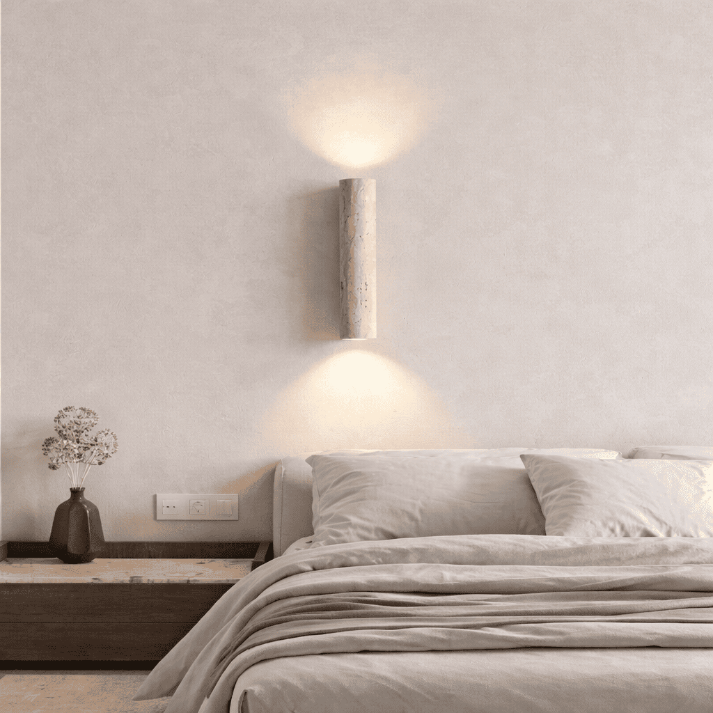 Elden Travertine Wall Light – Quiet Warmth for Bedside & Bedroom