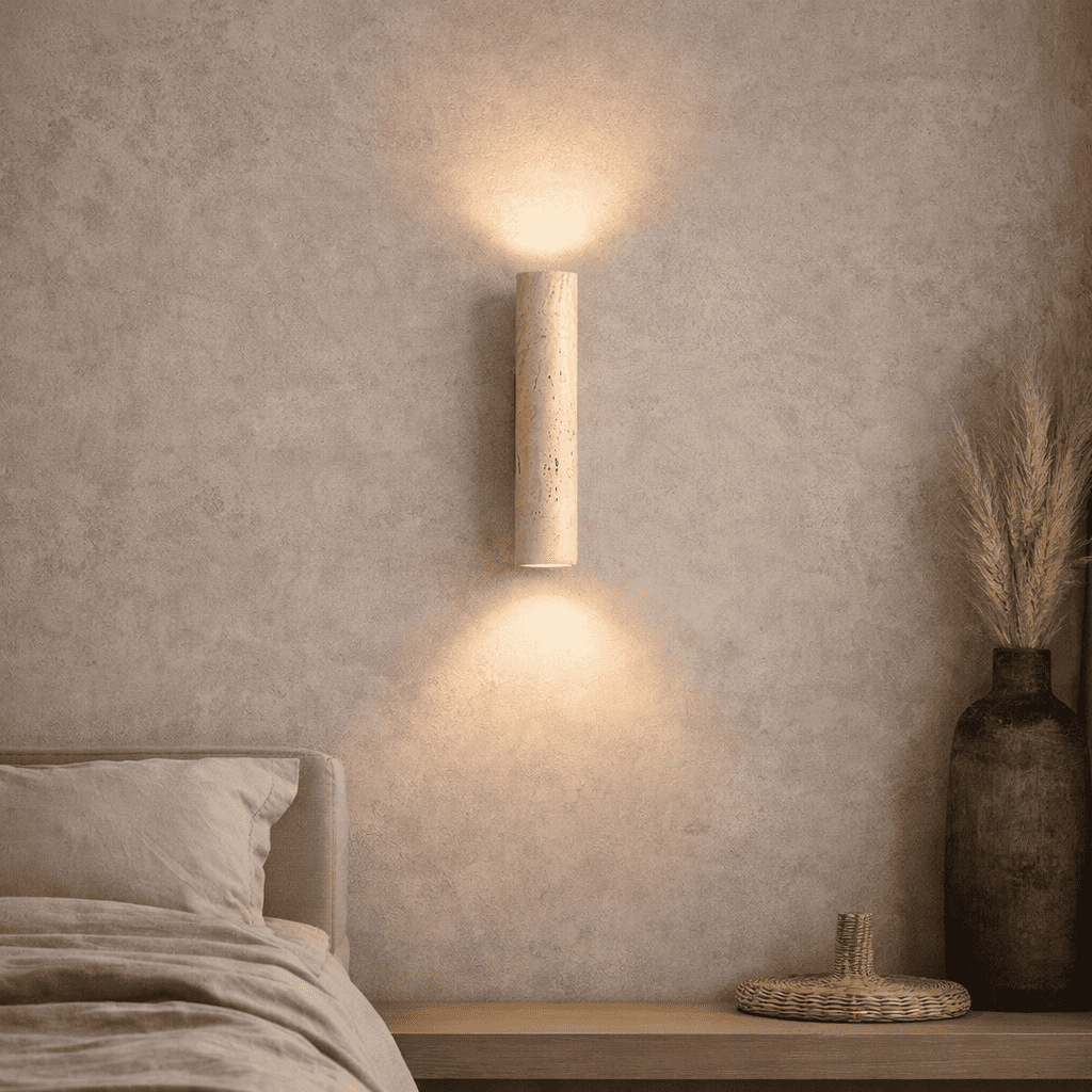 Elden Travertine Wall Light – Quiet Warmth for Bedside & Bedroom