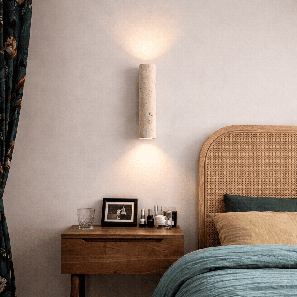 Elden Travertine Wall Light – Quiet Warmth for Bedside & Bedroom