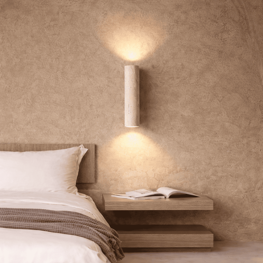 Elden Travertine Wall Light – Quiet Warmth for Bedside & Bedroom