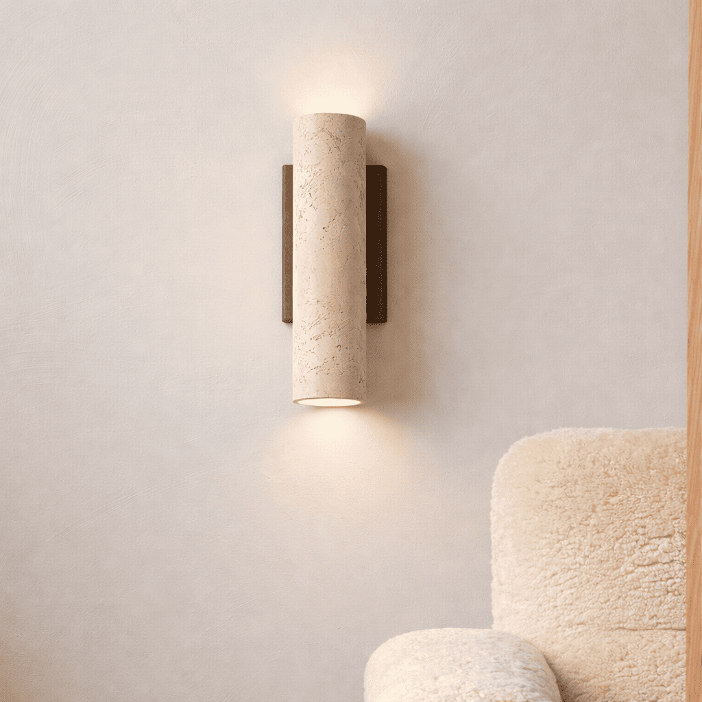 Elden Travertine Wall Light – Quiet Warmth for Bedside & Bedroom