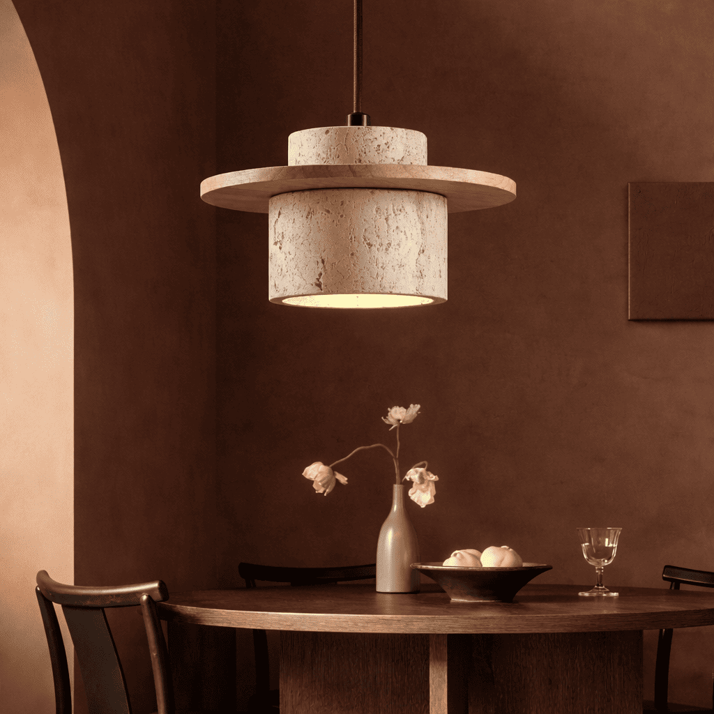 Aro Stone Wood Pendant Light – Soft Glow for Bedside & Bedroom