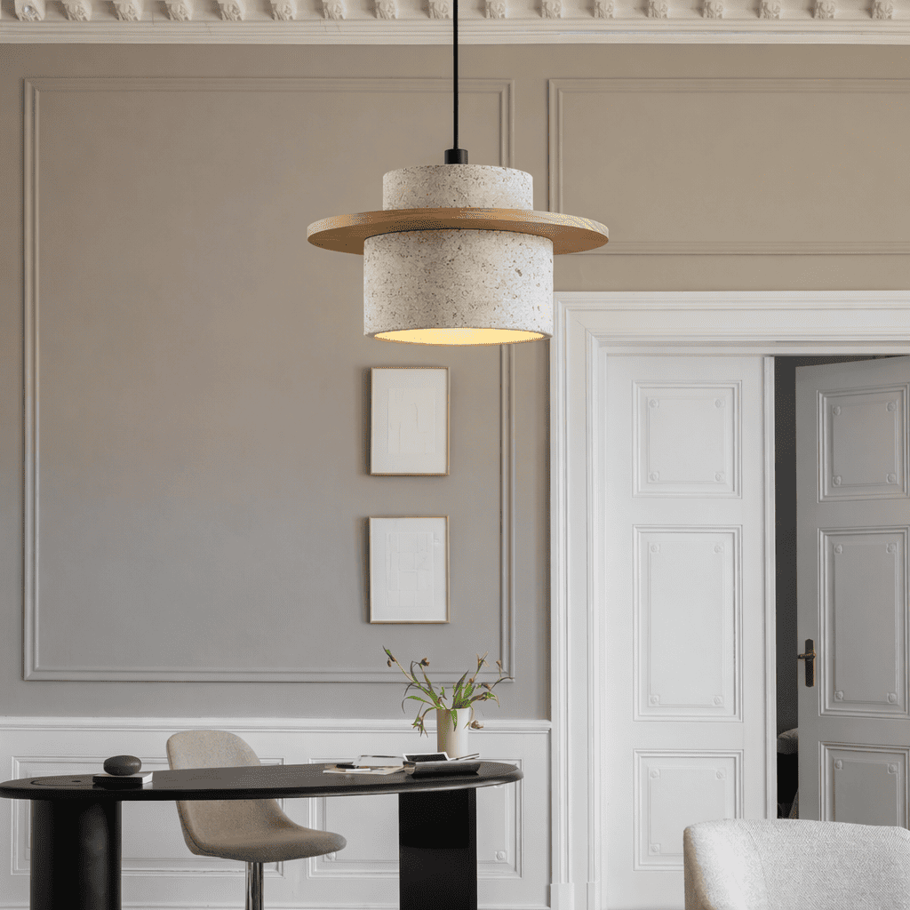 Aro Stone Wood Pendant Light – Soft Glow for Bedside & Bedroom