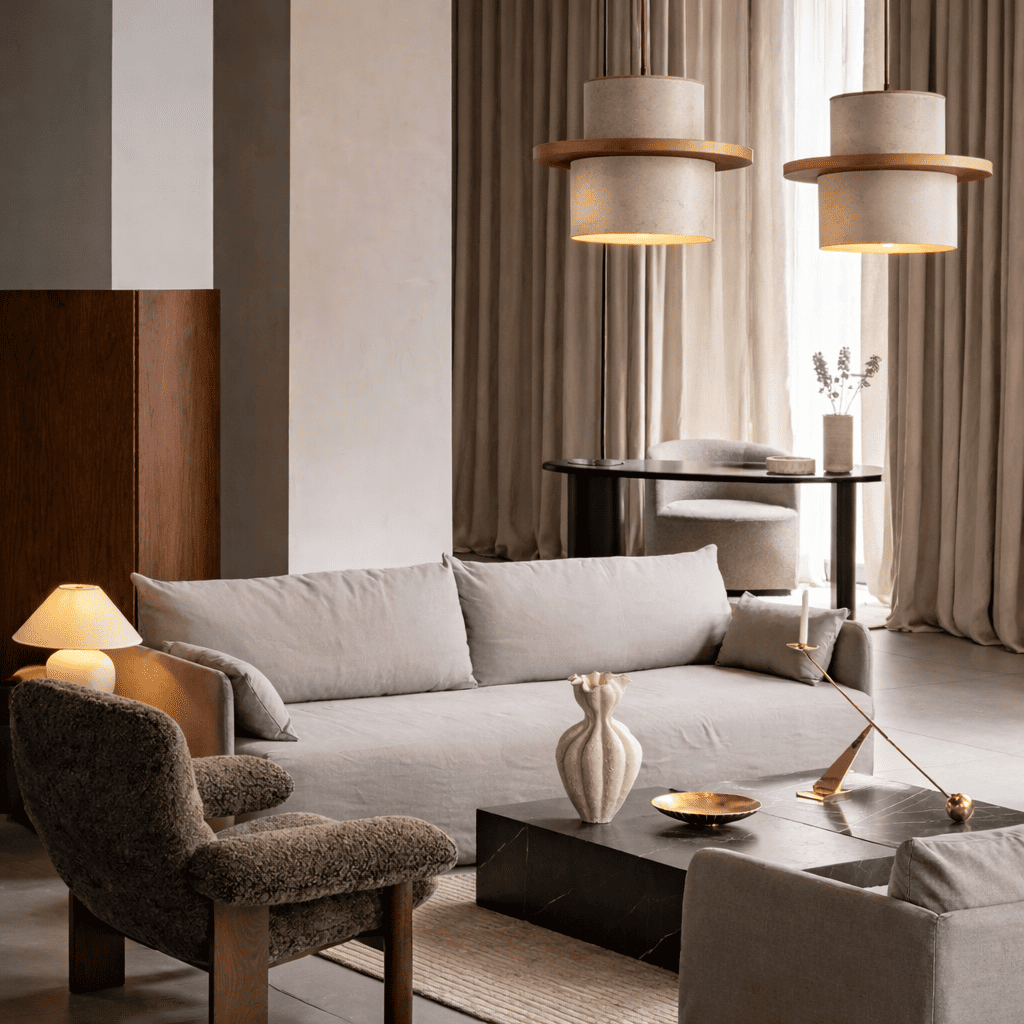 Aro Stone Wood Pendant Light – Soft Glow for Bedside & Bedroom