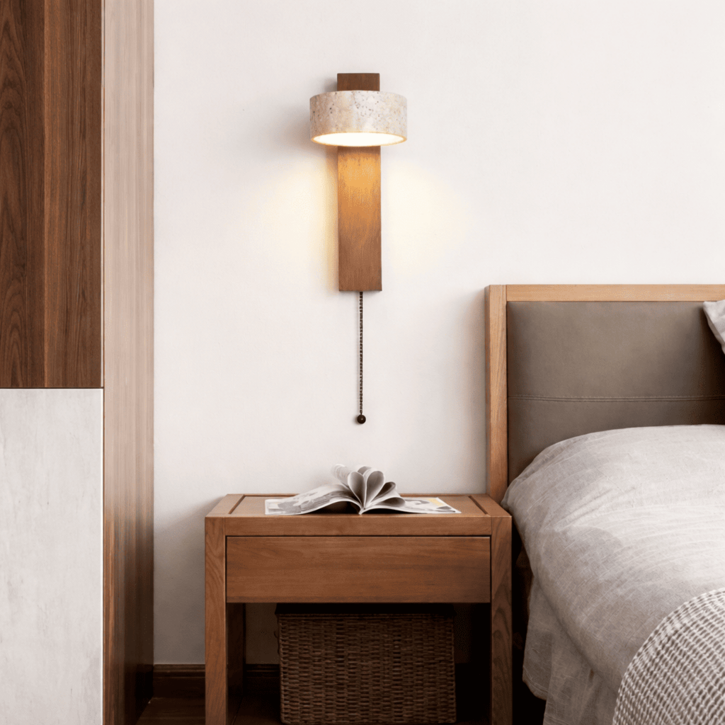 Miro Travertine Wall Light – Quiet Warmth for Bedside & Bedroom
