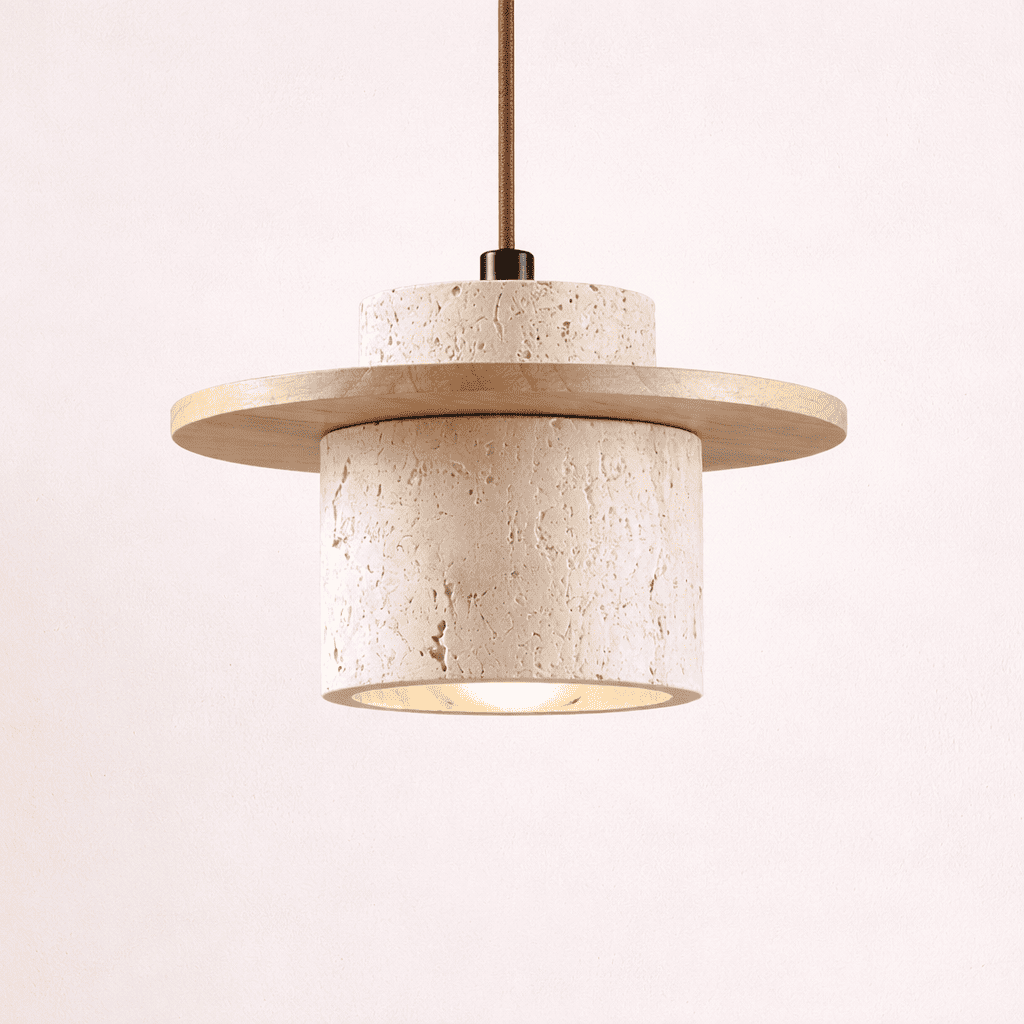 Aro Stone Wood Pendant Light – Soft Glow for Bedside & Bedroom