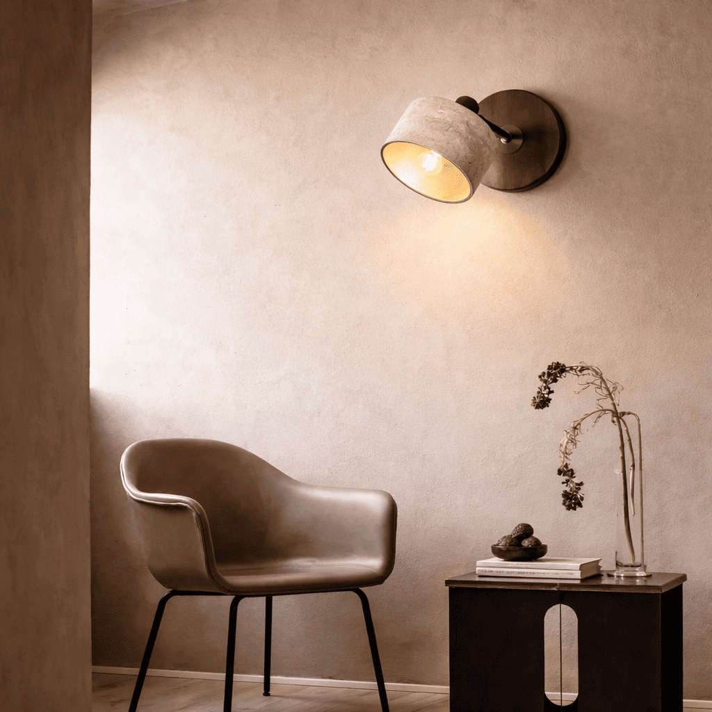 Velor Cave Stone Wall Light – Quiet Warmth for Bedside & Bedroom