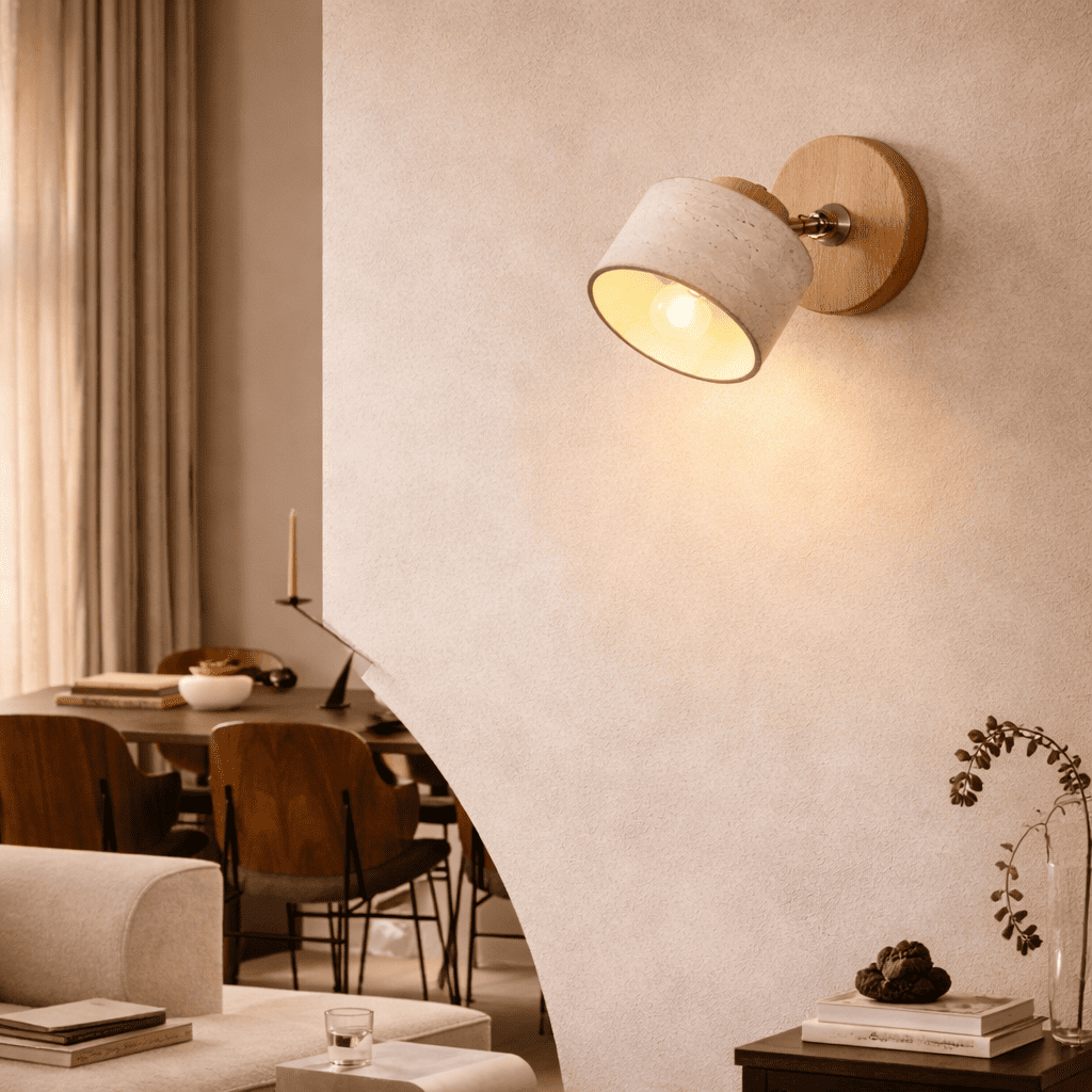Velor Cave Stone Wall Light – Quiet Warmth for Bedside & Bedroom