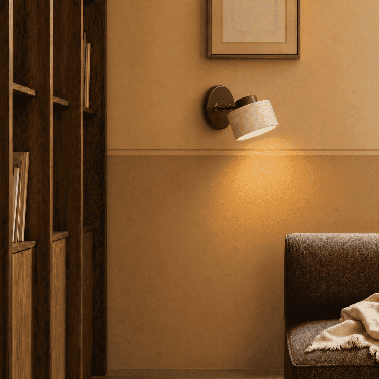 Velor Cave Stone Wall Light – Quiet Warmth for Bedside & Bedroom