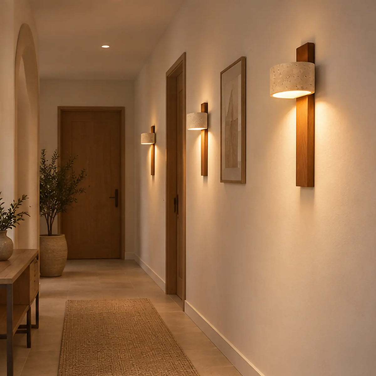 Miro Travertine-Finish Wall Light