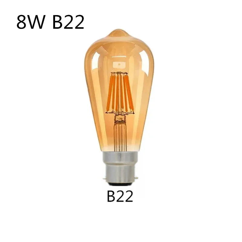 LED Edison Filament Light Bulbs Golden ST64 Dimmable E27 B22 2W 4W 6W 8W 10W 12W 220V 110V 2700K 6000K 360 Degree Energy Lamps