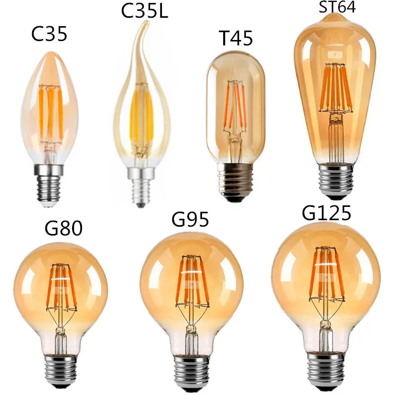 LED Edison Filament Light Bulbs Golden ST64 Dimmable E27 B22 2W 4W 6W 8W 10W 12W 220V 110V 2700K 6000K 360 Degree Energy Lamps