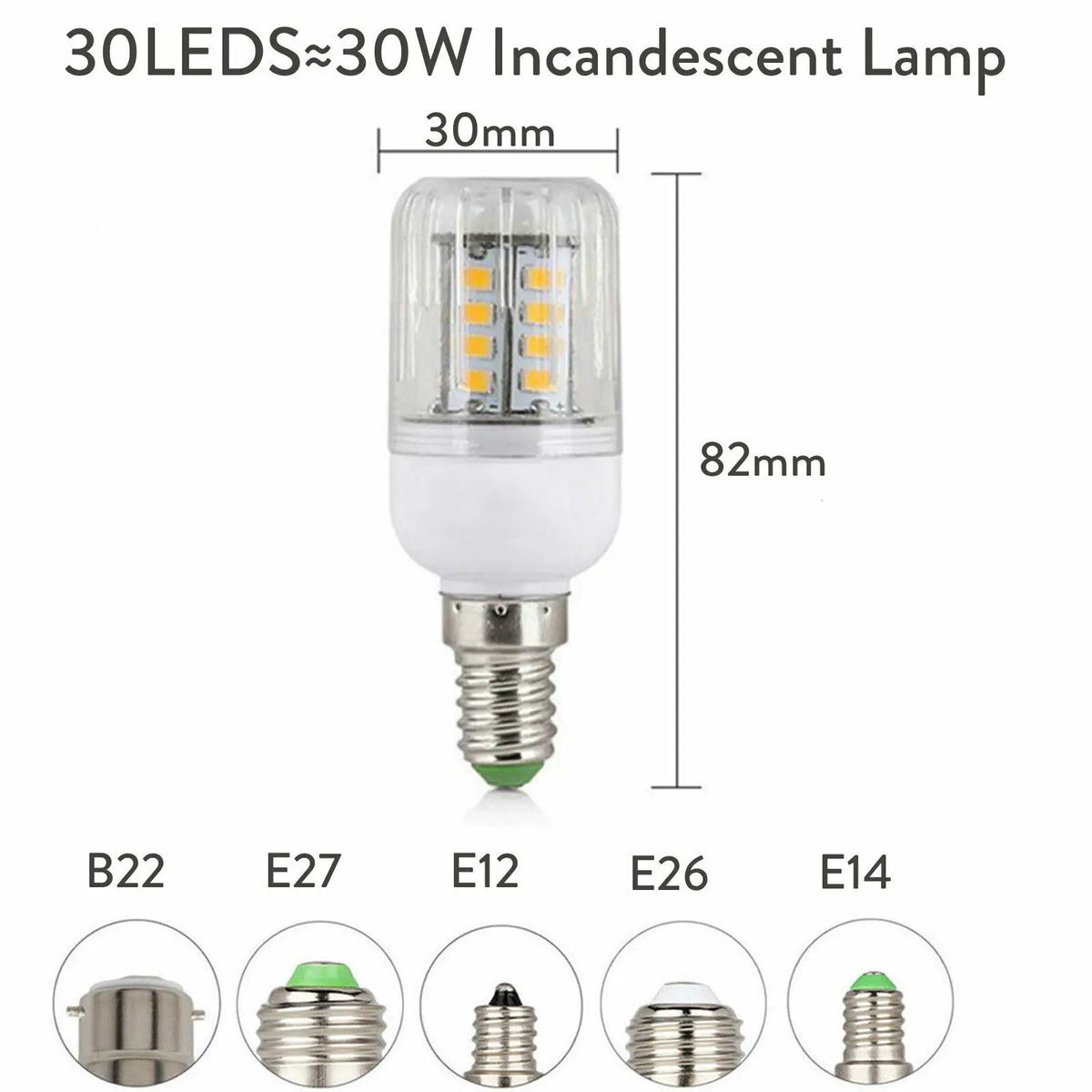 E27 E14 B22 LED Corn Light Bulbs Screw Bayonet Cap SES 7W 12W 30W 45W Ultra Bright 165LEDs Replace 150W Halogen Lamps
