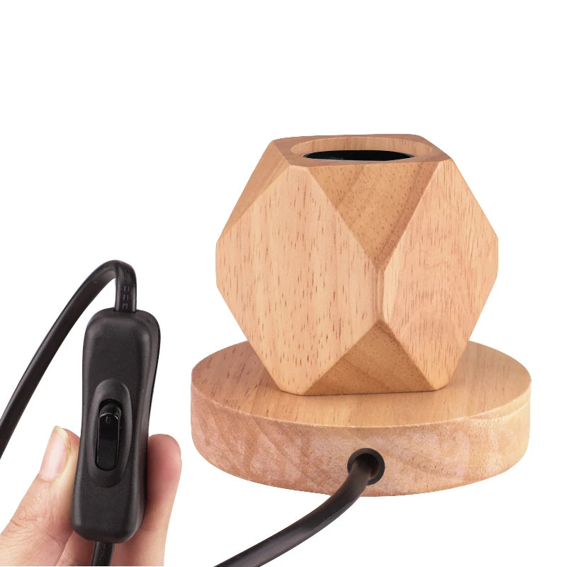 Modern Wood Table Lamp Retro E27 Desk Deco Light Indoor Art Lamps Living Room Bedroom Bedside Decoration Bar Lights Base EU Plug