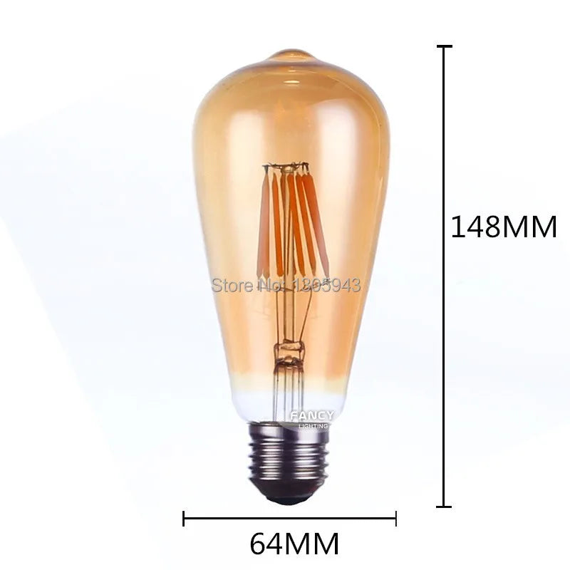 LED Edison Filament Light Bulbs Golden ST64 Dimmable E27 B22 2W 4W 6W 8W 10W 12W 220V 110V 2700K 6000K 360 Degree Energy Lamps