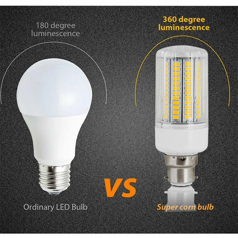 E27 E14 B22 LED Corn Light Bulbs Screw Bayonet Cap SES 7W 12W 30W 45W Ultra Bright 165LEDs Replace 150W Halogen Lamps