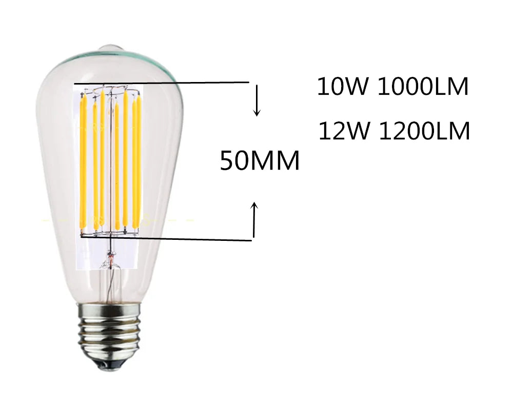 LED Edison Filament Light Bulbs Golden ST64 Dimmable E27 B22 2W 4W 6W 8W 10W 12W 220V 110V 2700K 6000K 360 Degree Energy Lamps