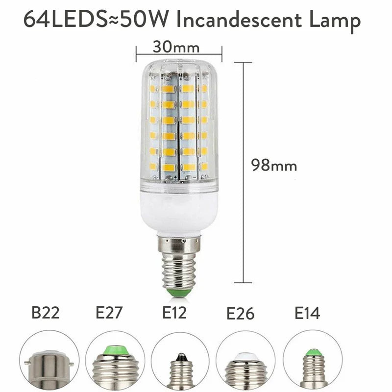 E27 E14 B22 LED Corn Light Bulbs Screw Bayonet Cap SES 7W 12W 30W 45W Ultra Bright 165LEDs Replace 150W Halogen Lamps