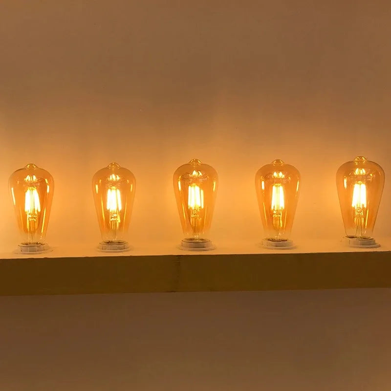 LED Edison Filament Light Bulbs Golden ST64 Dimmable E27 B22 2W 4W 6W 8W 10W 12W 220V 110V 2700K 6000K 360 Degree Energy Lamps