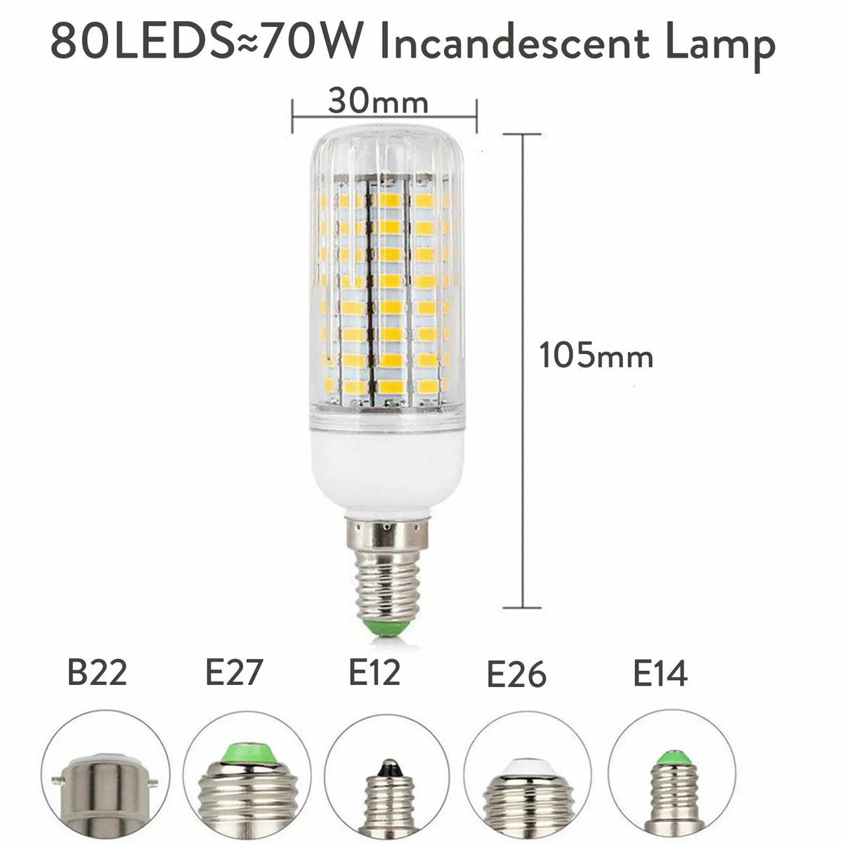 E27 E14 B22 LED Corn Light Bulbs Screw Bayonet Cap SES 7W 12W 30W 45W Ultra Bright 165LEDs Replace 150W Halogen Lamps