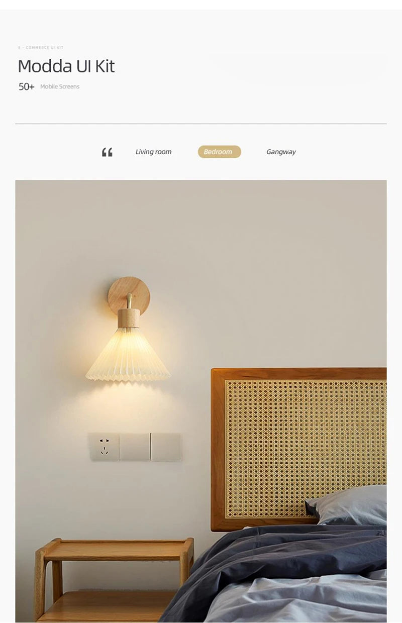Nordic LED Wall Lamp Modern Wood Wall Light Indoor Lighting Room Decor Sconces For Bedside Bedroom Living Room Hotel E27 Bulb