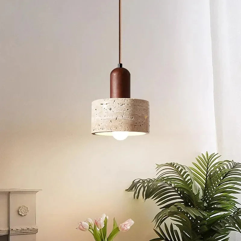 Liora Travertine Pendant Light – Soft Glow for Dining Area