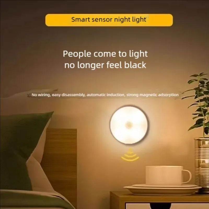 3PCS Warm Light Motion Sensor LED Night Light USB Rechargeable Night Lamp Cabinet Wardrobe Lamp Staircase Wireless Closet Light