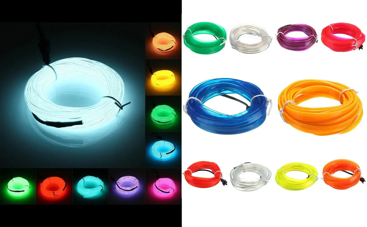 5M Car Interior LED Strip Light EL Wire Neon Ambient Lighting USB Flexible Decoration DIY Auto Party Atmosphere Lamp Diode
