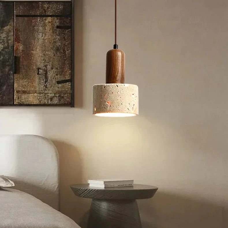 Liora Travertine Pendant Light – Soft Glow for Dining Area