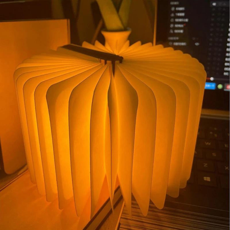 LED Wooden Book Lamp Creative USB Foldable Reading Light Children Birthday Holiday Gift Bedroom Bedside Decoration Night Light