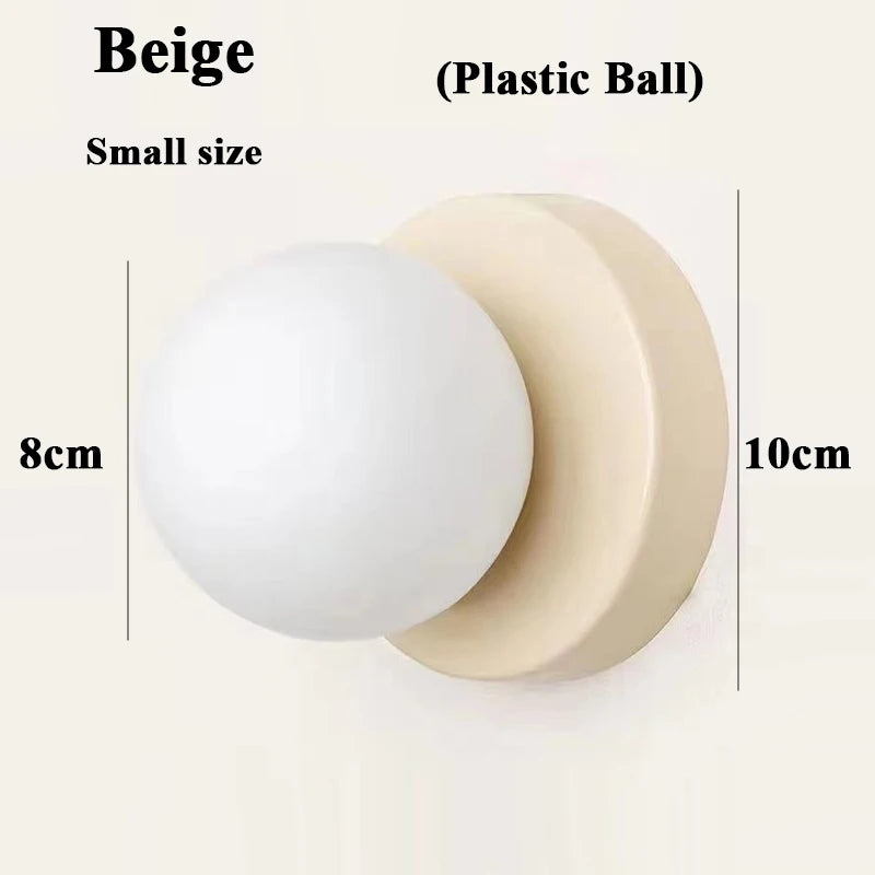 Macaron Soft Style Small Wall Lamp Iron Base With Plastic Material Ball Lampshade Sconce Light Modern Home Decor Soft E27 Lustre